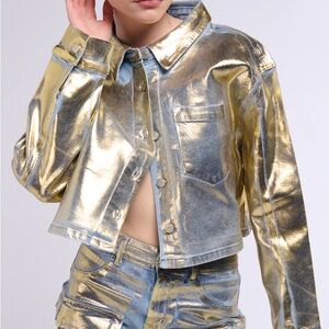 AKIRA Metallic Gold Jean Jacket
